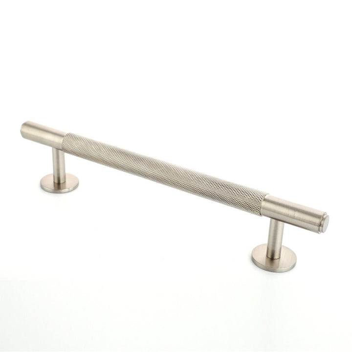 Specter Knurled Cabinet Pull in brass, silver and black