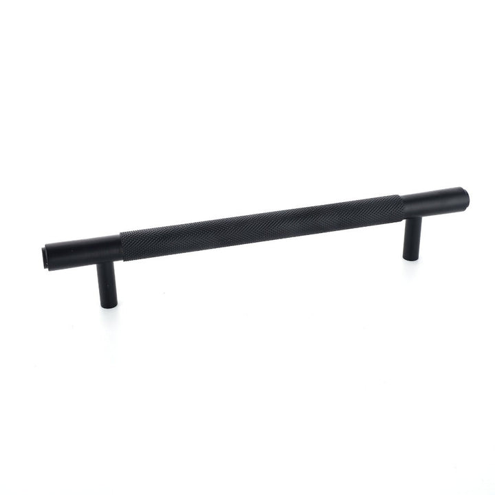 Specter Knurled Cabinet Pull in brass, silver and black