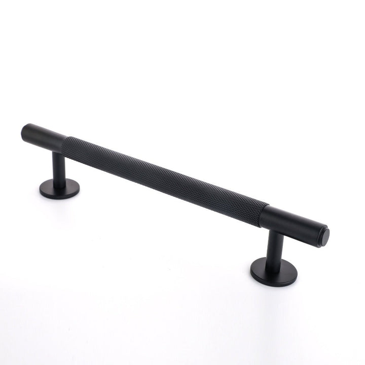 Specter Knurled Cabinet Pull in brass, silver and black