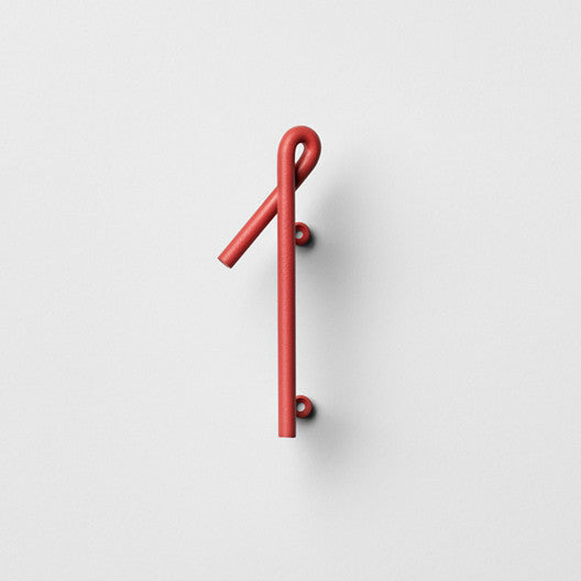 Red House Number made from bent steel. Cool and modern.