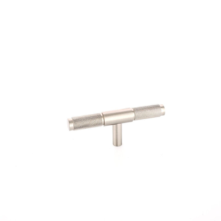 Wraith Knurled T-Bar Pull made from solid brass and finished in matte black, satin brass and satin silver