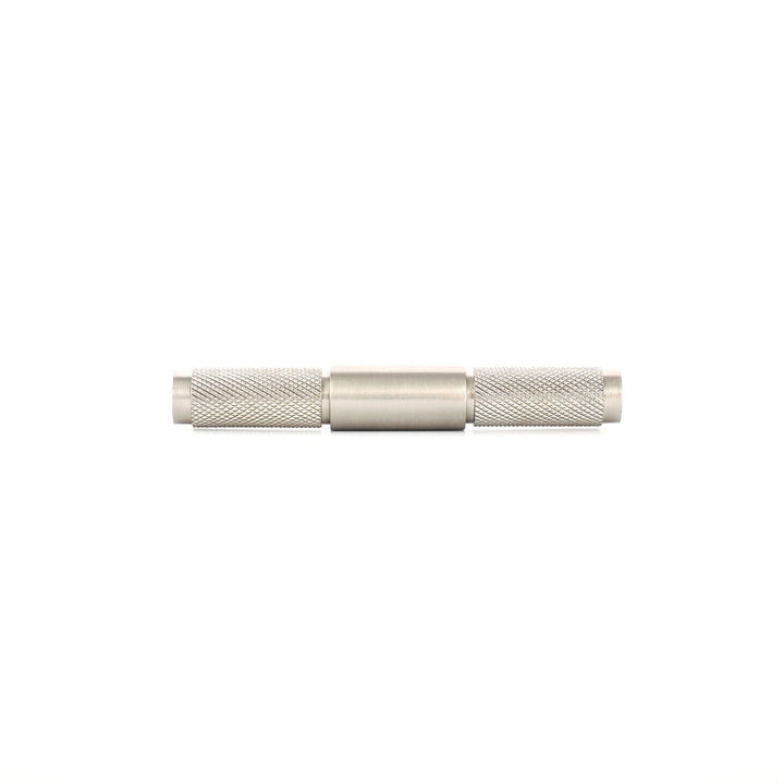 Wraith Knurled T-Bar Pull made from solid brass and finished in matte black, satin brass and satin silver