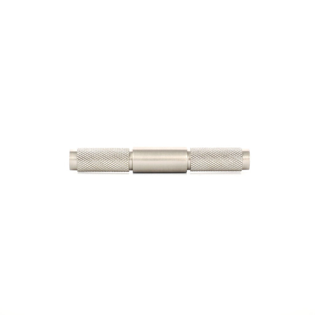 Wraith Knurled T-Bar Pull made from solid brass and finished in matte black, satin brass and satin silver