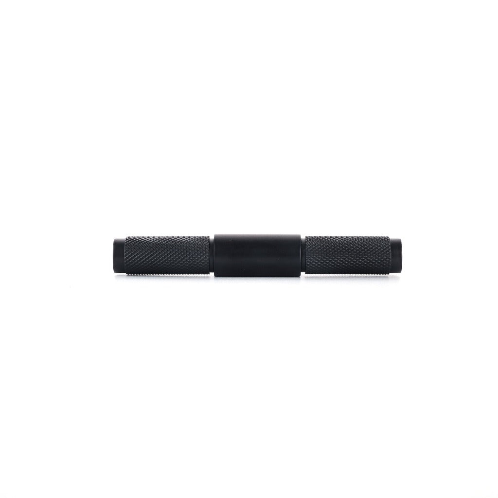 Wraith Knurled T-Bar Pull made from solid brass and finished in matte black, satin brass and satin silver