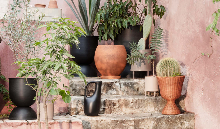 an pink outdoor patio oasis with multiple containers available at CASSON Hardware