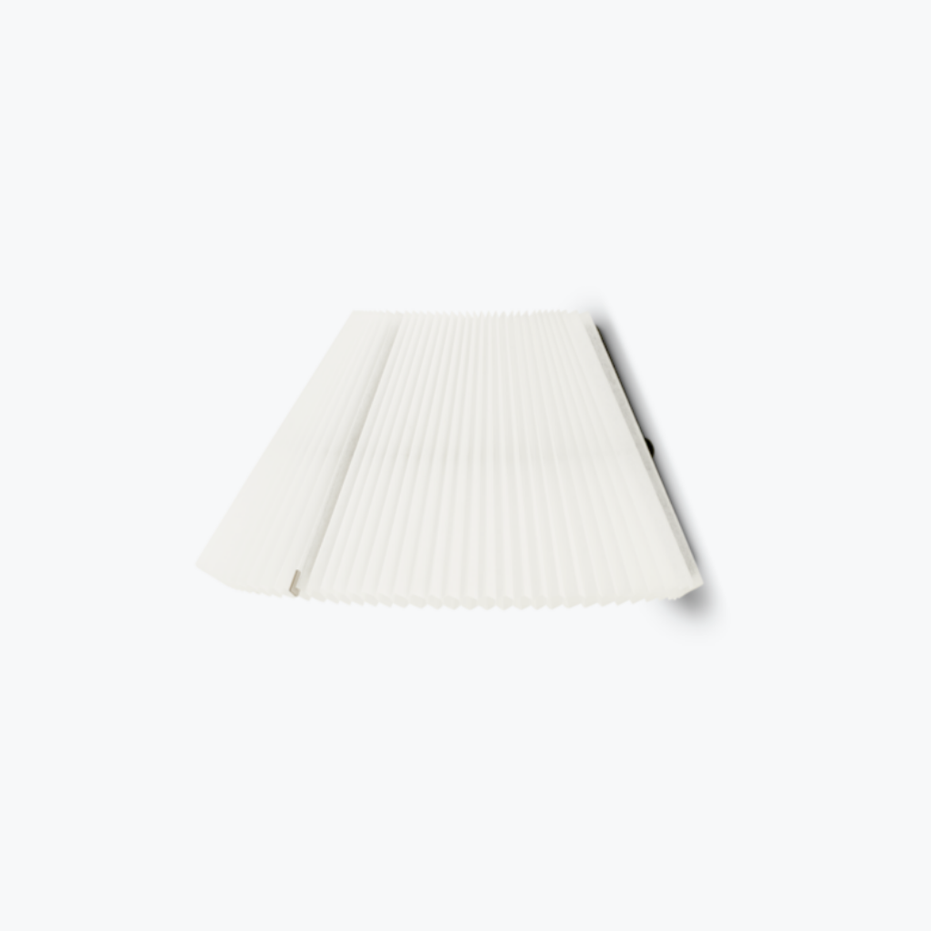 A white, pleated wall lamp