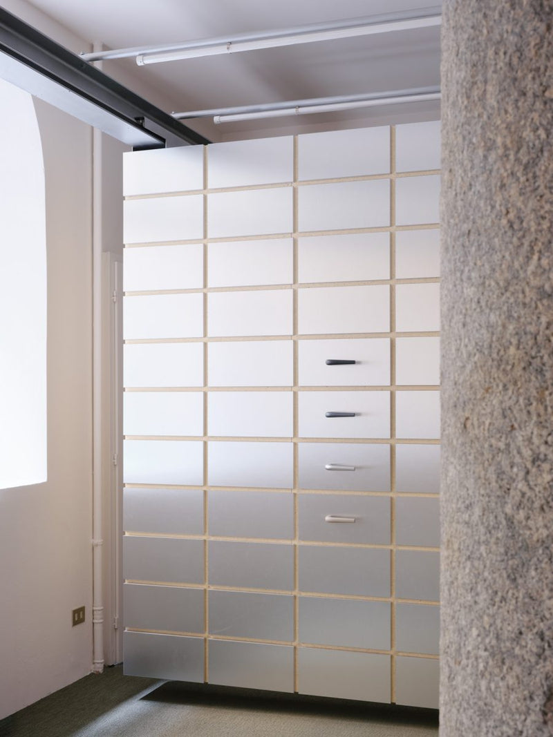 Close detail of Verum tile and hardware finish