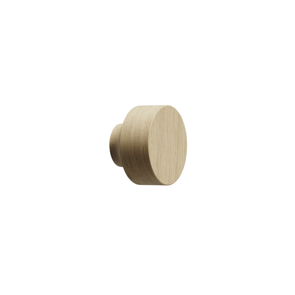 Nordic oak Furnipart Row cabinet knob, a round turned knob with a flat 40 mm face.