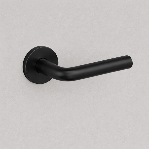 AHI 105 Door Lever Set — Passage — Passage / Matte Black / Small Circle 200 / 2 3/8"