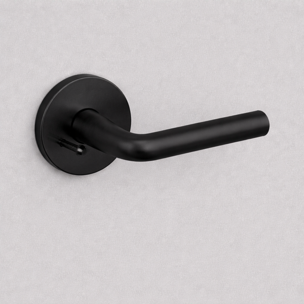AHI 105 Door Lever Set — Privacy — Privacy / Matte Black / Large Circle 201 / 2 3/8"