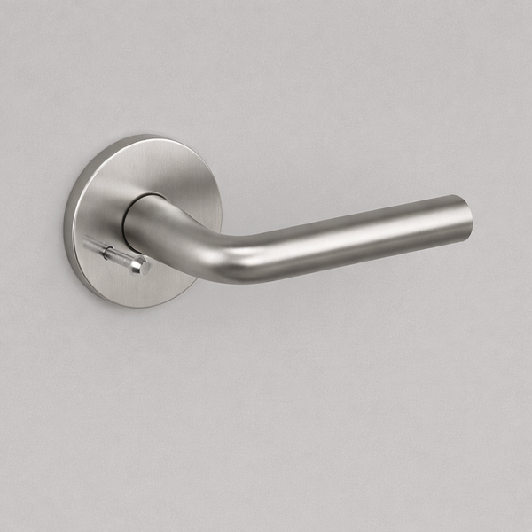AHI 105 Door Lever Set — Privacy — Privacy / Satin Stainless Steel / Large Circle 201 / 2 3/8"