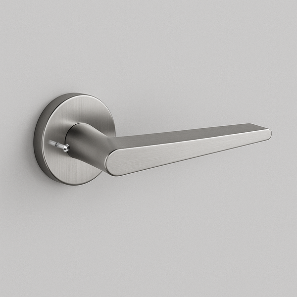 AHI 135 Door Lever Set — Privacy — Privacy / Satin Stainless Steel / Large Circle 201 / 2 3/8"