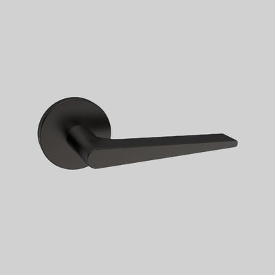 An AHI Door Lever No. 135 Double Dummy on a gray wall.