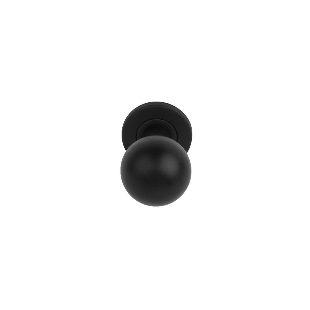 Black Formani BASICS LB501 ball door knob on a round rose.
