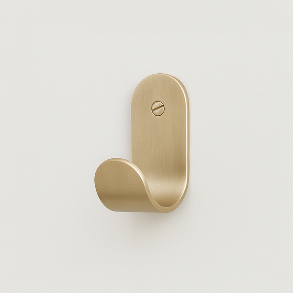 BENDE Curve Hook — Lacquered Satin Brass