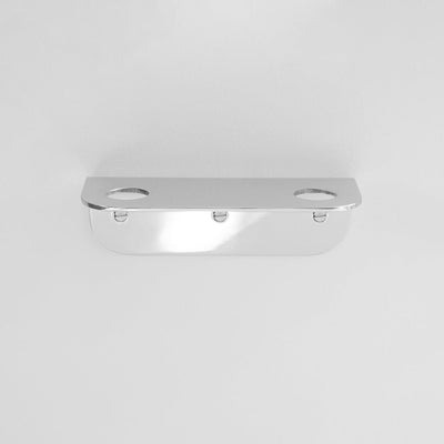 Bende Double Soap Holder in Mirrored Stainless Steel mounted on white wall with 3 slot head screws