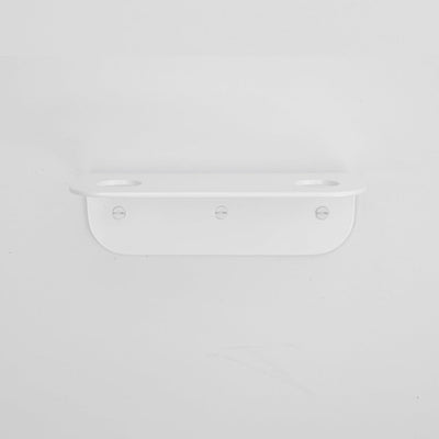 Bende Double Soap Holder in powder coated glossy white mounted on white wall with 3 slot head screws