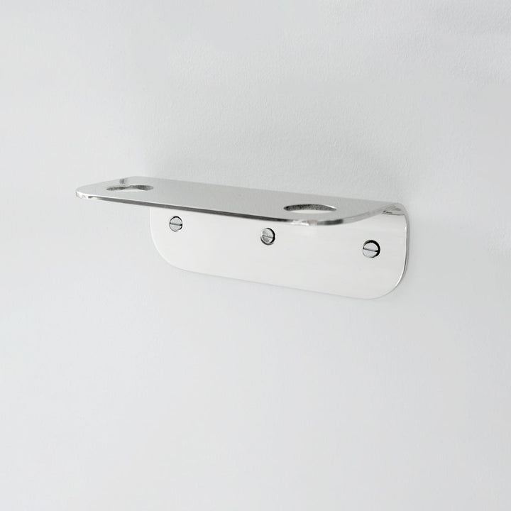 Bende Double Soap Holder in Mirrored Stainless Steel mounted on white wall with 3 slot head screws