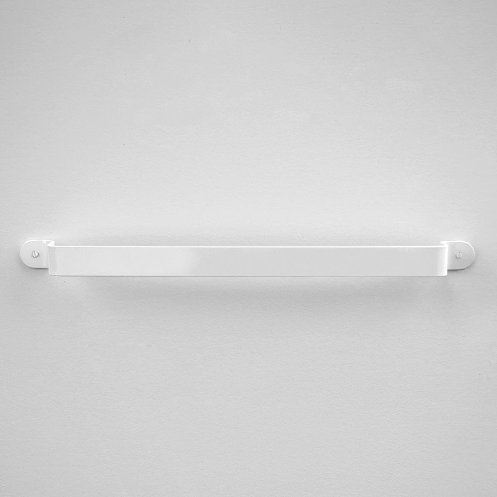 Bende Gloss Powder Coated White Towel Bar Installed on white wall