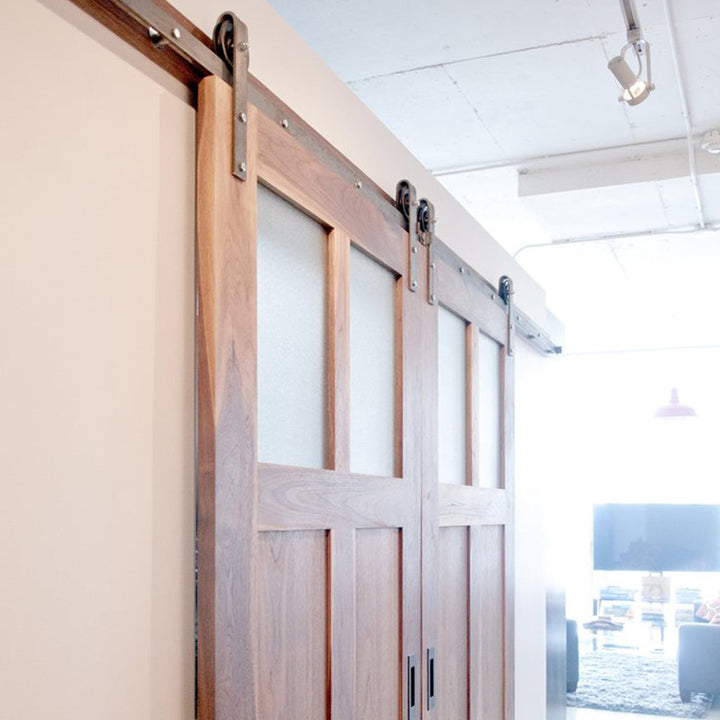 bi-part barn door hardware system