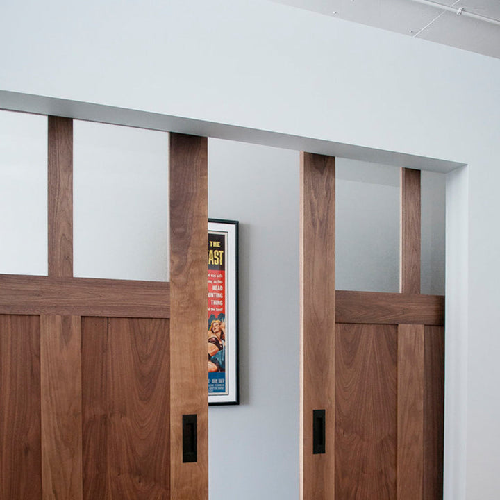 bi-part barn door hardware system