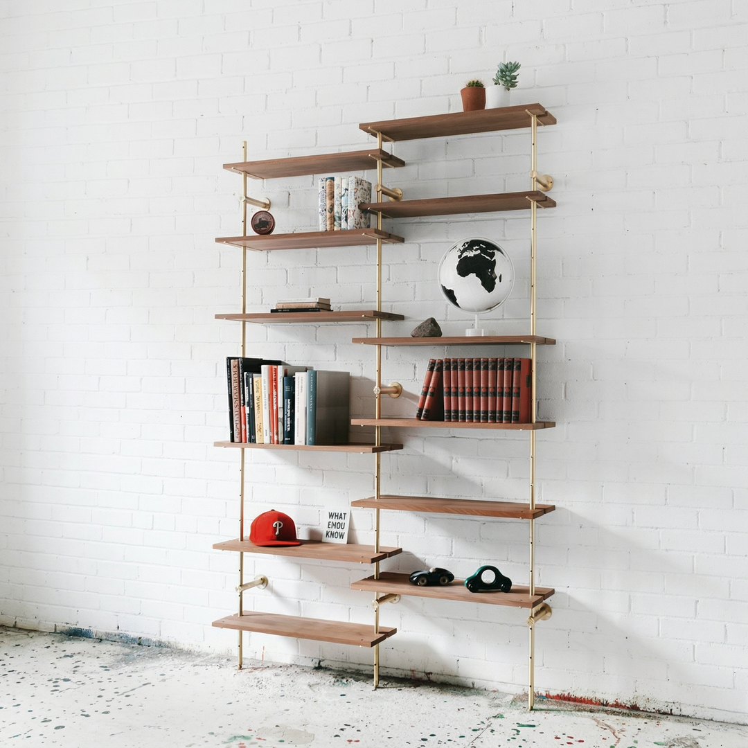Brass Rail Shelving