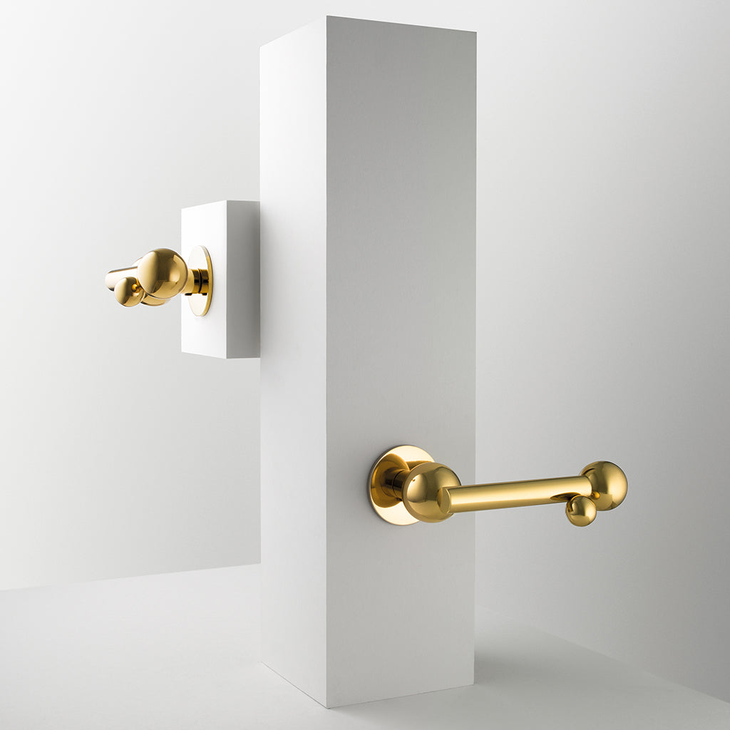 Whimsical Bubbles Door Lever Handle on Rose in Polished Brass