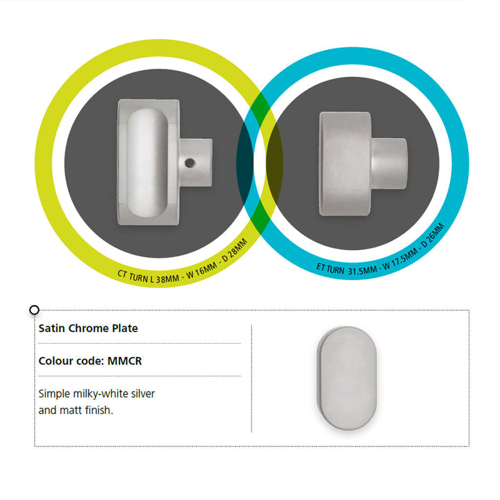 A close up of a CES Key Cylinder 815 Knob CR door handle with two circles around it.