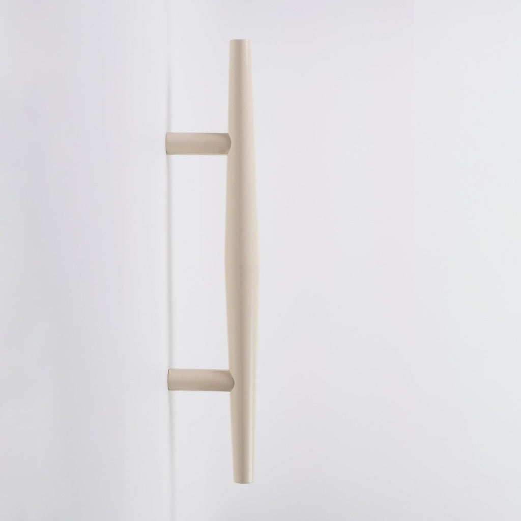 The Charlie Bicone Door Pull comes in a variety of finishes and lengths and is made in Canada.