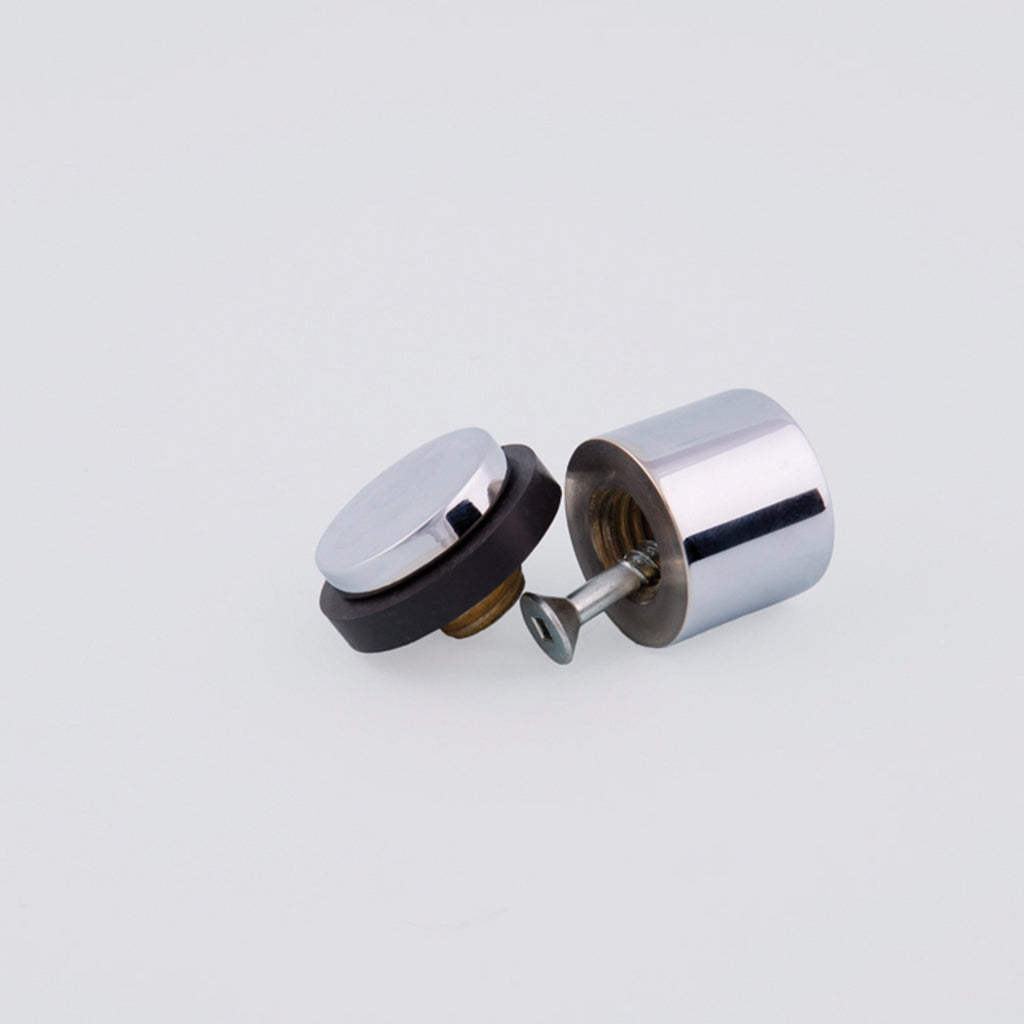 Charlie Door Stop Polished Chrome. Made in Toronto.