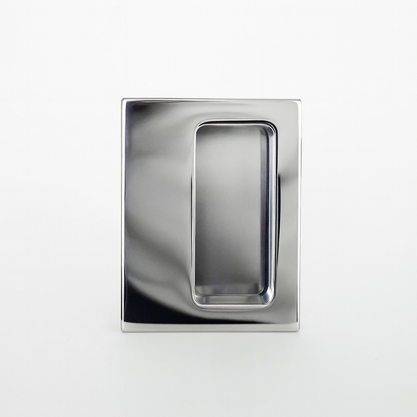 Charlie Flush Door Pull 340 — Polished Chrome / 340: W 101.6 mm (4") × H 82.5 mm (3 1/4")