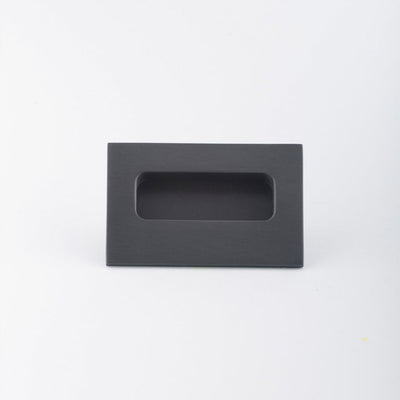 Black recessed flush pull for cabinets. Hardware made in Toronto.