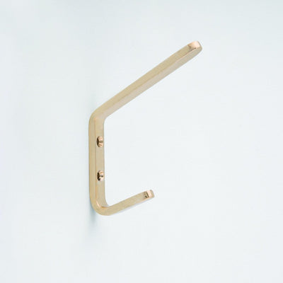 Brass Double Hook. Made in Toronto, Canada. On side.