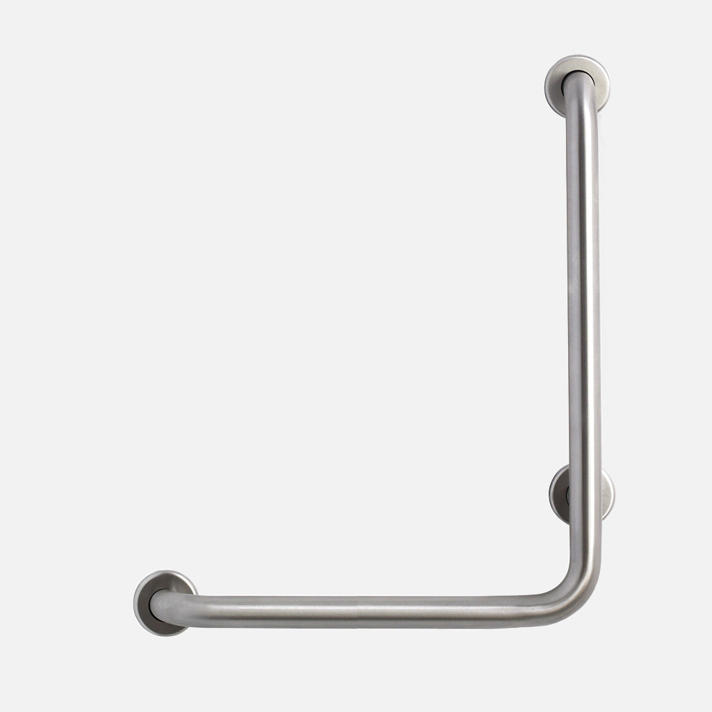A close up of CBH Charlie L Shape Smooth Grab Bars on a white background.