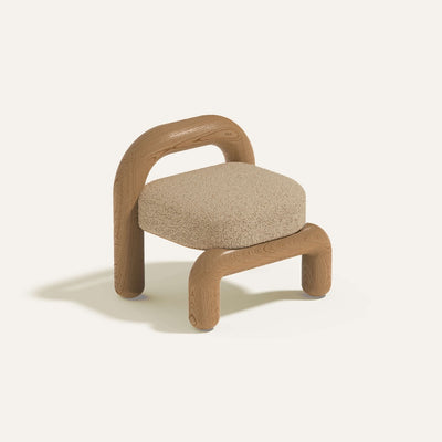 lithic lounge chair with natural oak frame and beige upholstery
