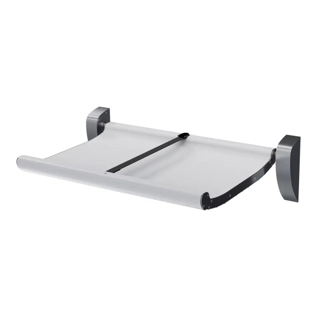 Wall-mounted commercial baby changing station with optional safety strap, durable vandal-resistant construction, and a 400 kg load capacity.