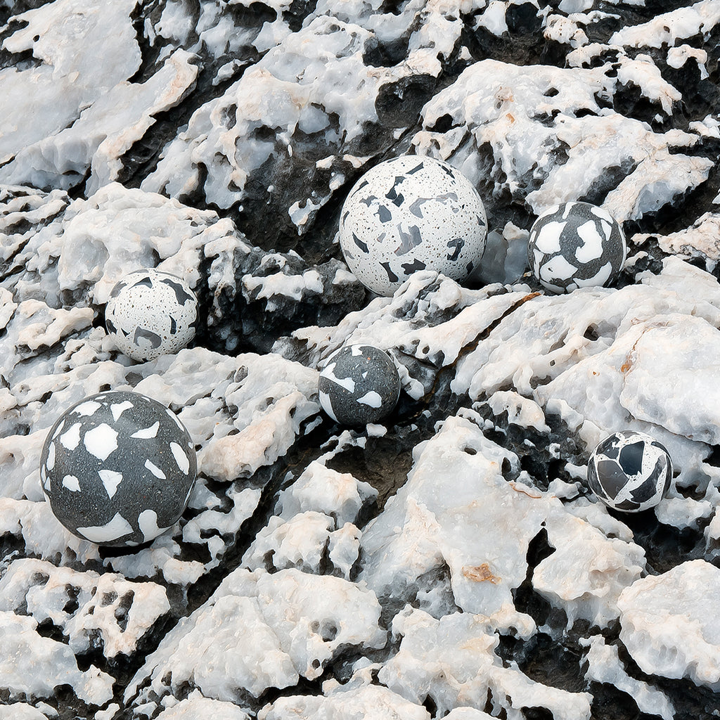 Fun Terrazzo Sphere Knobs in White and Black