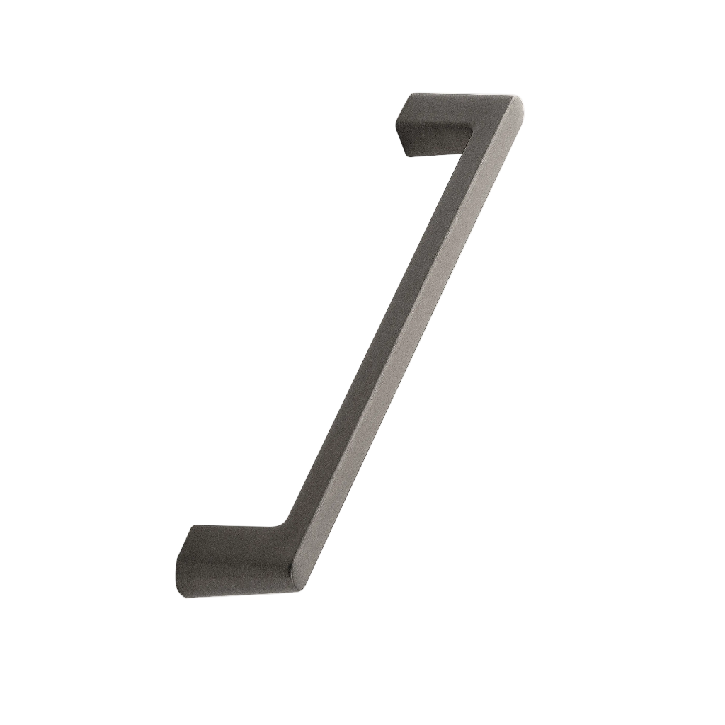 Brushed anthracite Furnipart Diner cabinet handle, a rectangular bar pull with angled ends, 160 mm centre distance.