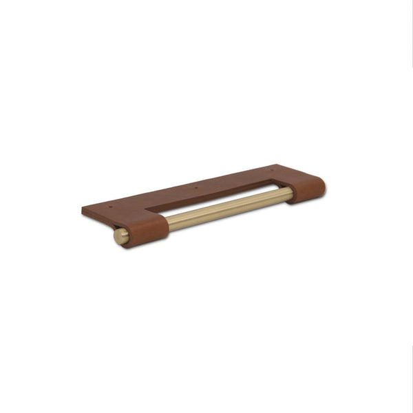 EP03 Leather Edge Pull — Whiskey Brown / Satin Brass / 6"