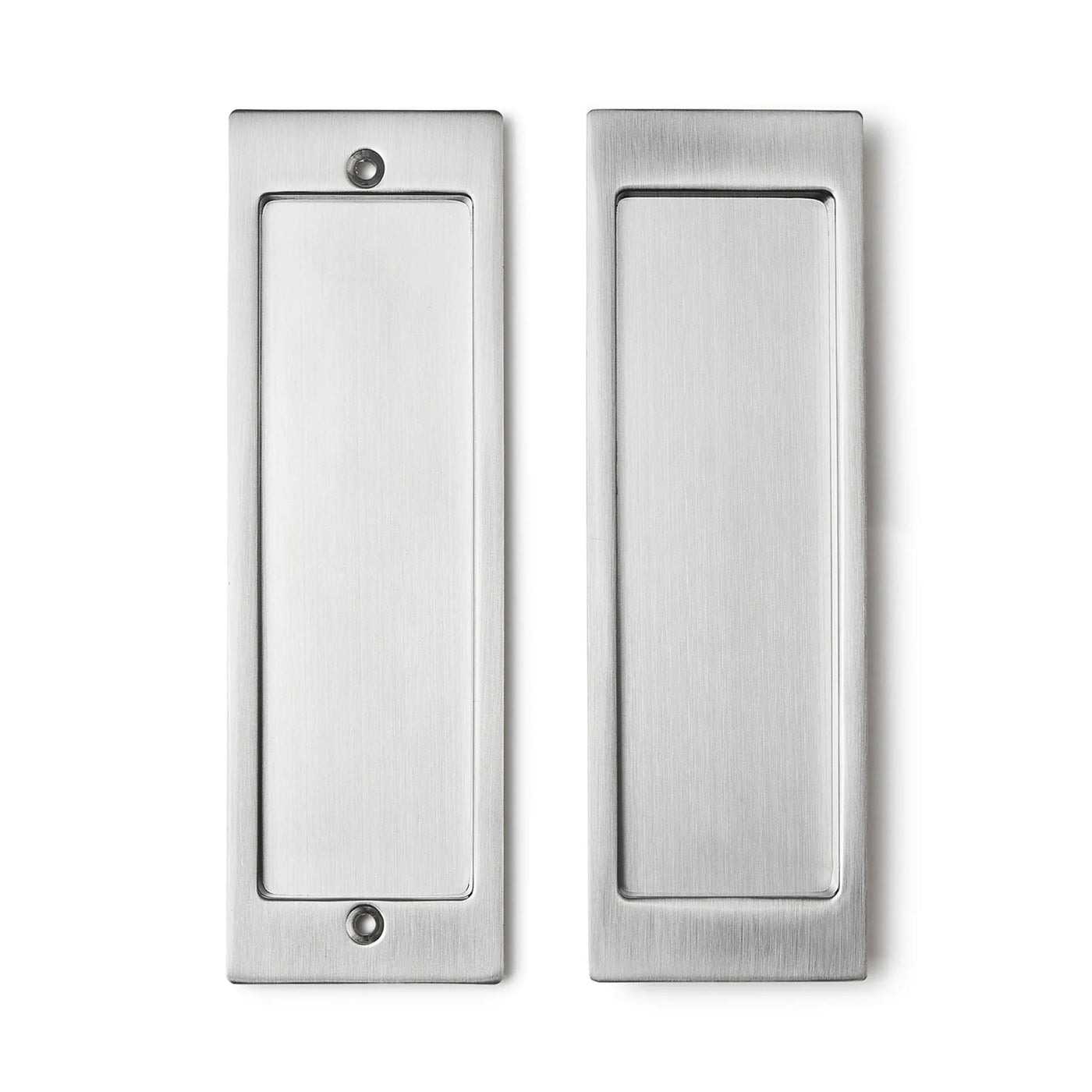 A pair of AHI Explore Pocket Door Set Passage handles on a white background.