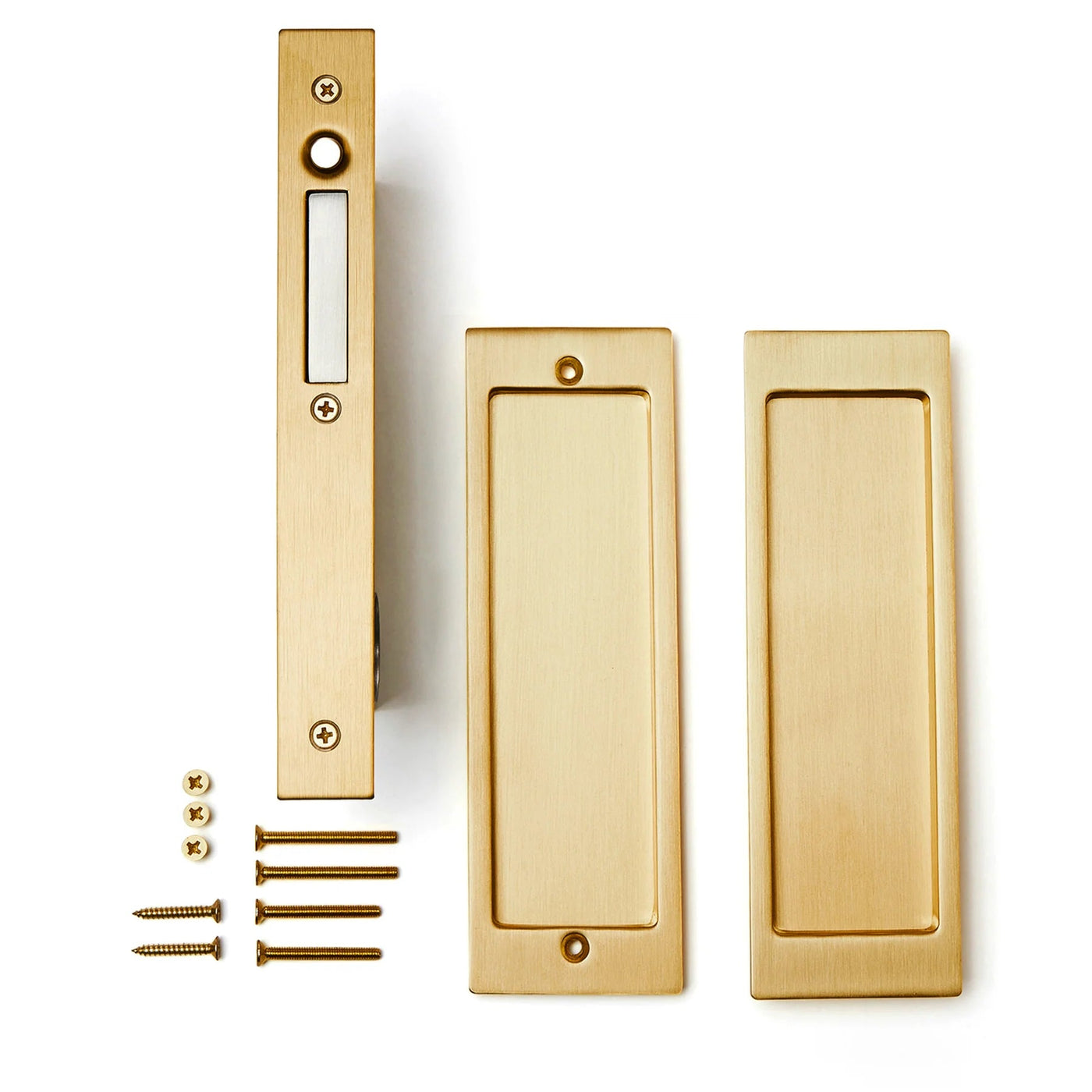 An AHI Explore Pocket Door Set Passage and screws.