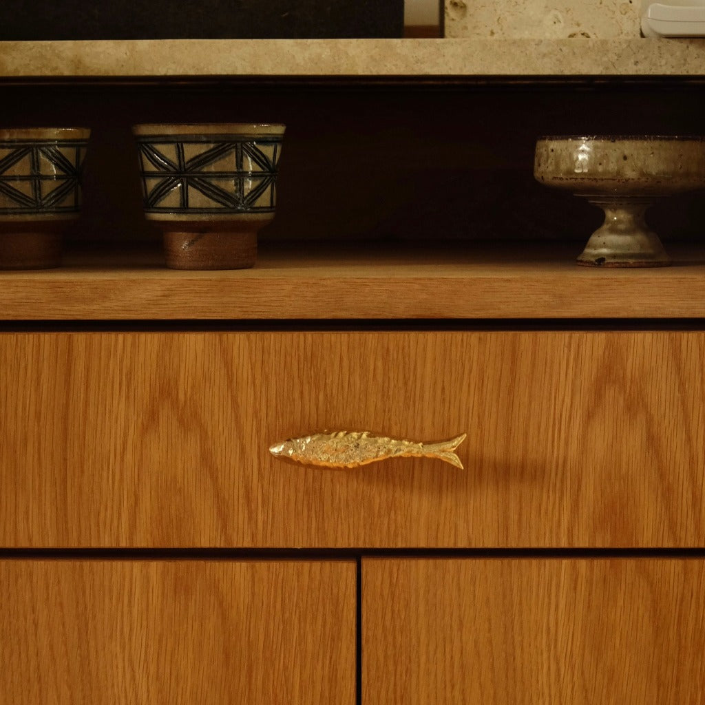 FISH Knob / Hook by Maha Alavi in Brass