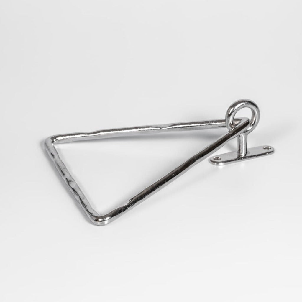 A Mi & Gei Forme No. 14 Triangle Towel Ring on a white surface.