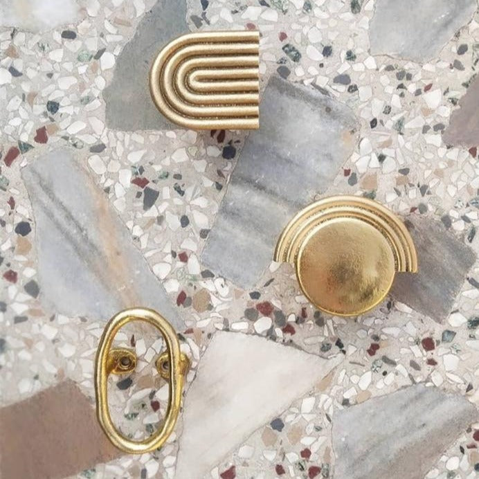 Brass casting Libre Forme No. 7 wall hook, cabinet pull, or curtain tie back designed as Jewelry hardware collection by Mi&Gei Edition.