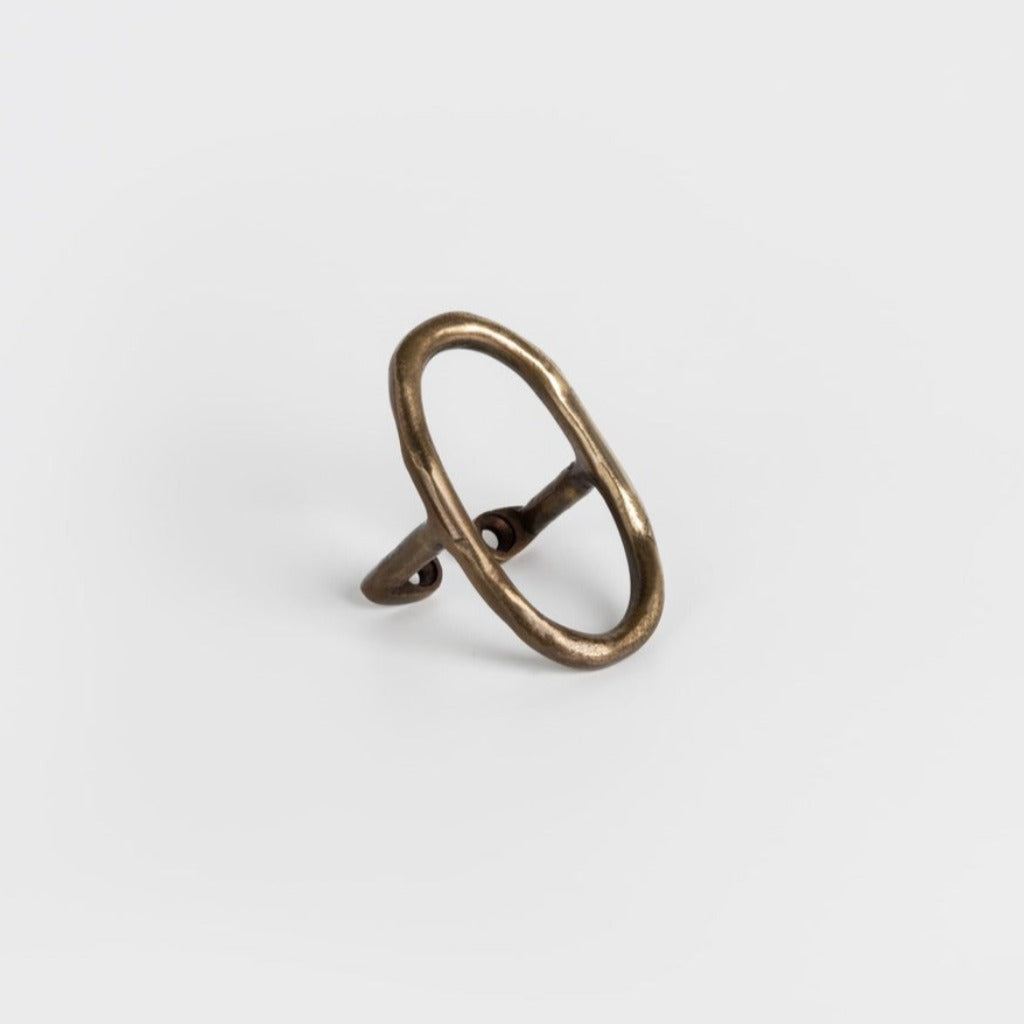 Champagne Bronze casting Libre Forme No. 7 wall hook, cabinet pull, or curtain tie back designed as Jewelry hardware collection by Mi&Gei Edition.