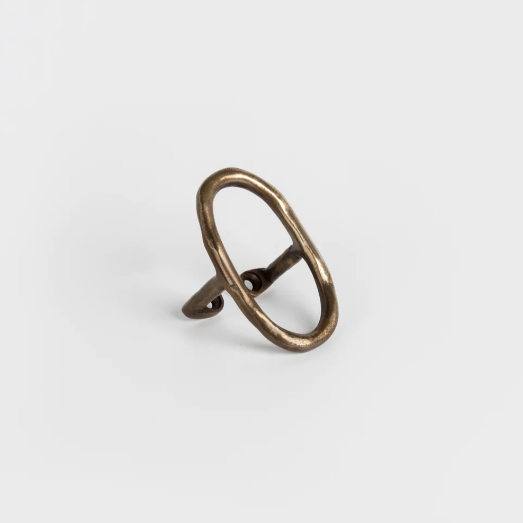 Bronze casting Libre Forme No. 7 wall hook, cabinet pull, or curtain tie back designed as Jewelry hardware collection by Mi&Gei Edition.