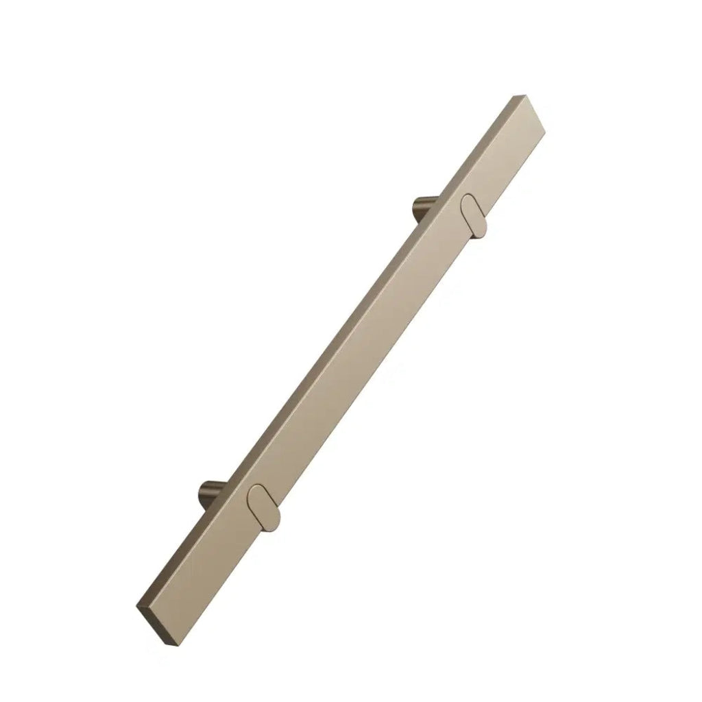 Gold cabinet pull on white background