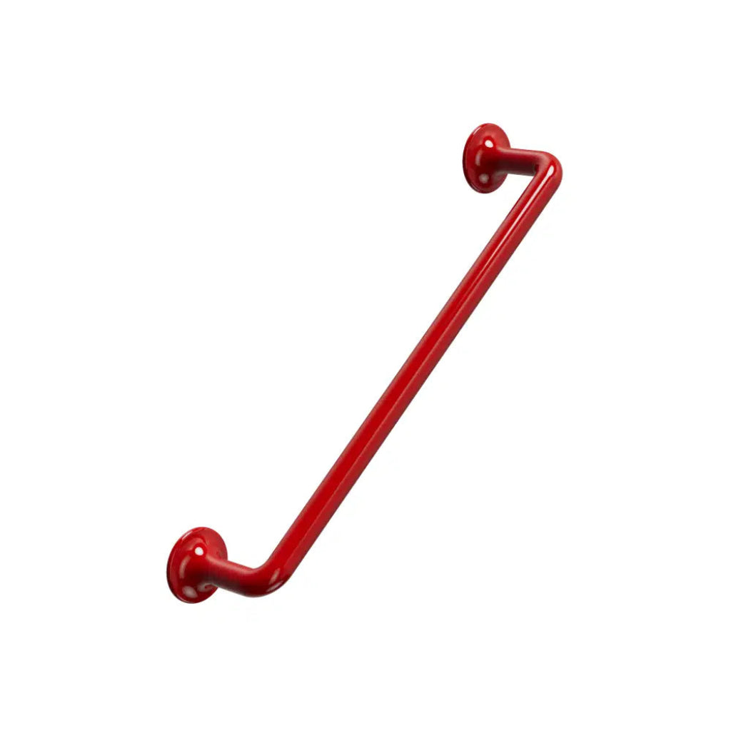 Red cabinet pull on white background