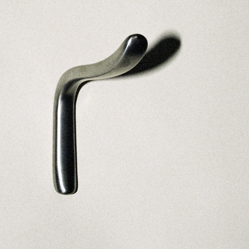 L shaped hook in satin nickel.