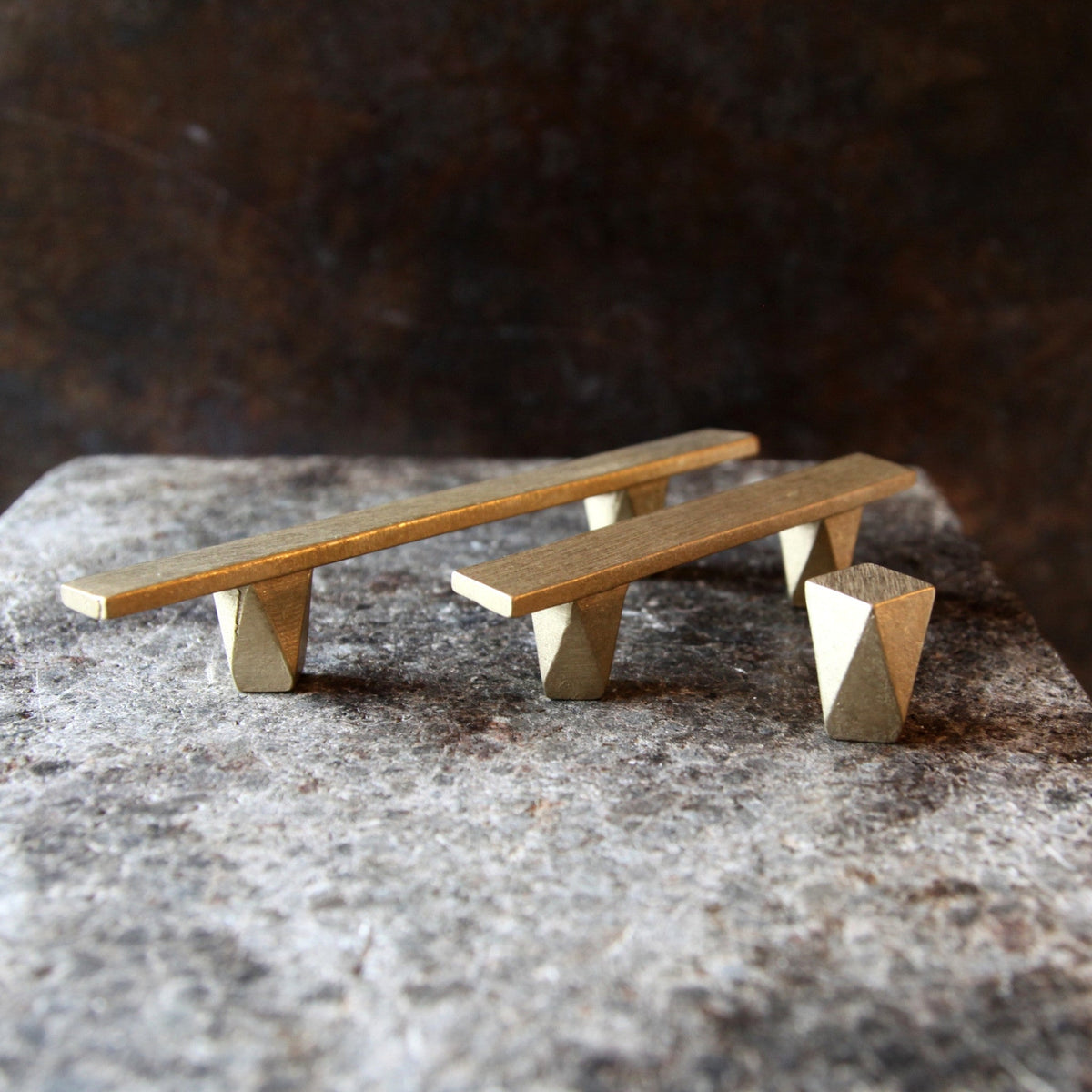 Cast Bronze Handles in the Geo series by contemporary hardware designer Shayne Fox. Made in Toronto.